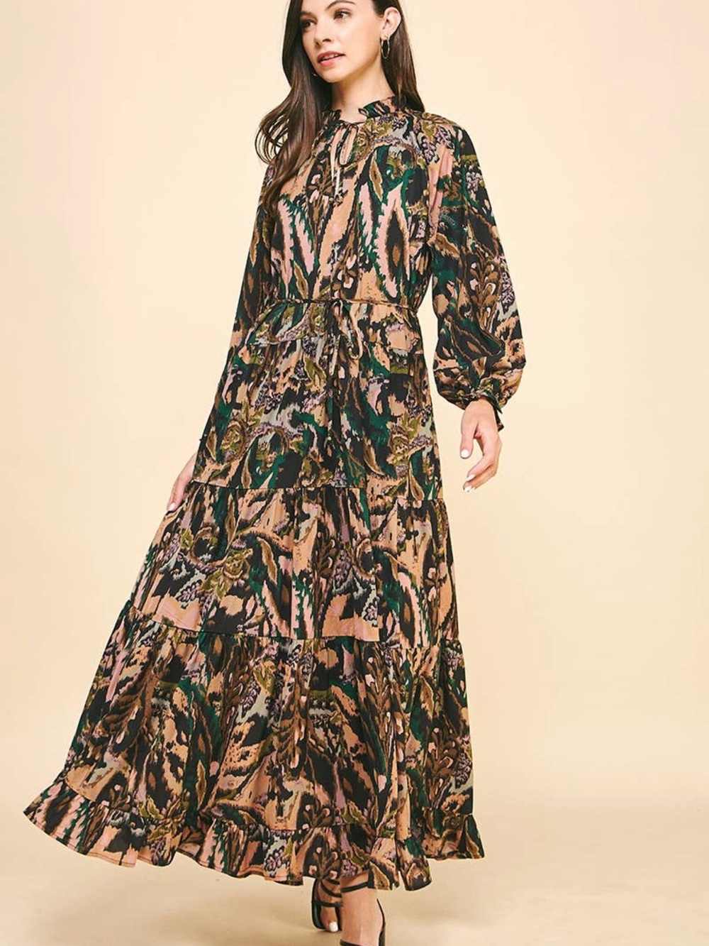 Pinch Multicolor Printed Tiered Maxi Dress
